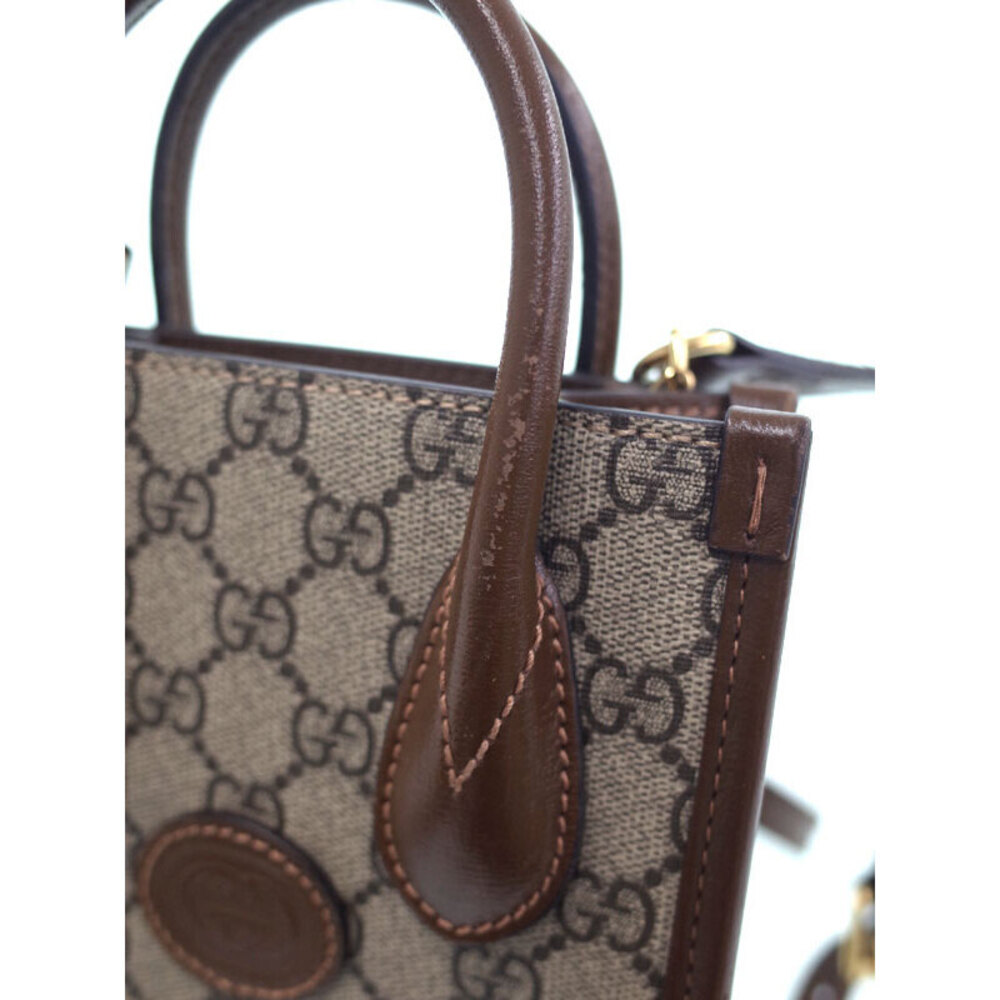Gucci Interlocking G Tote Bag GG Supreme canvas brown leather - Picture 5 of 9